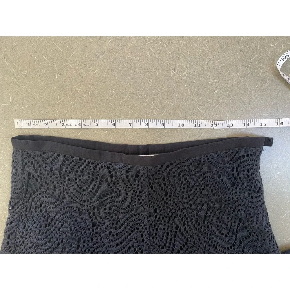 Trina Turk Black Crochet Lace Overlay Wide Leg Pant Beach Fairy Grunge Boho 2 - Picture 8 of 9